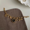 Heart Shaped Pendant Chain Bracelet Watch For Women Alloy Case Round Dial Spiral Crown Creative Personality