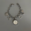 Heart Shaped Pendant Chain Bracelet Watch For Women Alloy Case Round Dial Spiral Crown Creative Personality