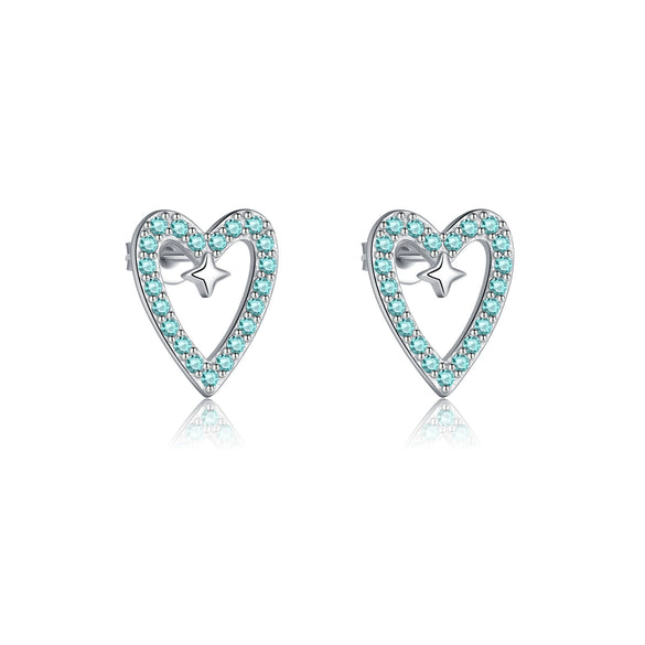 Heart Shaped S925 Sterling Silver Fashion Earrings With Electroplating Platinum 18K Gold For Women