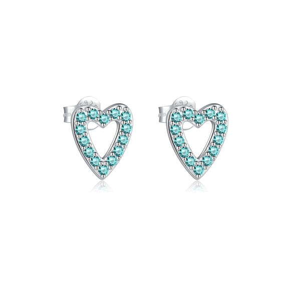 Heart Shaped S925 Sterling Silver Fashion Earrings With Electroplating Platinum 18K Gold For Women