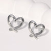 Heartd Stainless Steel Ear Studs With Electroplating Simple Sweet Cold Style For Women