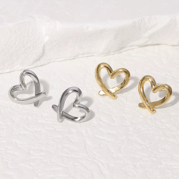Heartd Stainless Steel Ear Studs With Electroplating Simple Sweet Cold Style For Women