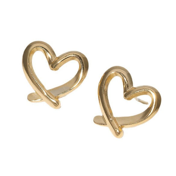 Heartd Stainless Steel Ear Studs With Electroplating Simple Sweet Cold Style For Women