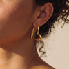 Heart Shaped Stainless Steel Earrings For Women With Vacuum Plated Gold Tone Finish Simple Geometric Fashion Style
