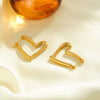Heart Shaped Stainless Steel Earrings For Women With Vacuum Plated Gold Tone Finish Simple Geometric Fashion Style