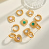 Heart Shaped Stainless Steel Earrings With Rhinestone Inlay And 18K Gold Vacuum Plating For Women