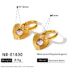 Heart Shaped Stainless Steel Earrings With Rhinestone Inlay And 18K Gold Vacuum Plating For Women