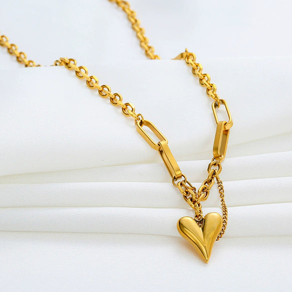 Heart Titanium Steel Necklace For Women Light Luxury Niche Clavicle Chain With Electroplating Simple Temperament And Versatile Love Neck Chain