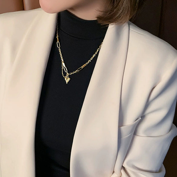 Heart Titanium Steel Necklace For Women Light Luxury Niche Clavicle Chain With Electroplating Simple Temperament And Versatile Love Neck Chain