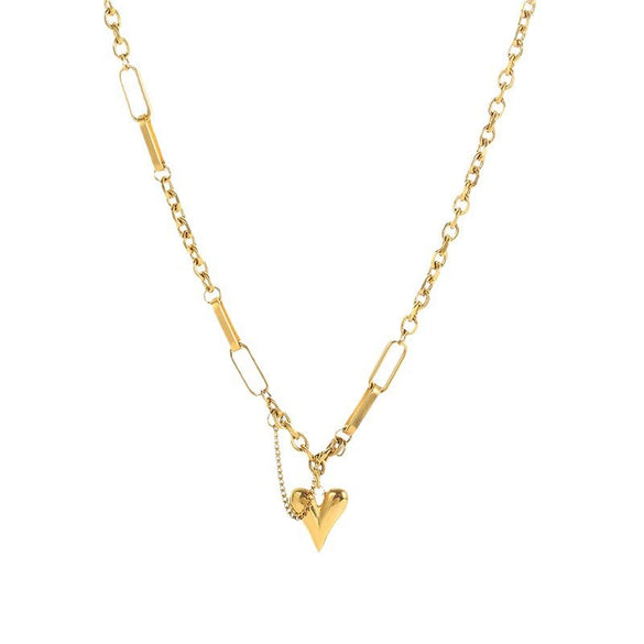 Heart Titanium Steel Necklace For Women Light Luxury Niche Clavicle Chain With Electroplating Simple Temperament And Versatile Love Neck Chain