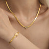 Heart Zircon Stainless Steel Necklace And Bracelet Set In Ins Minimalist Light Luxury Style With Electroplating