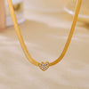 Heart Zircon Stainless Steel Necklace And Bracelet Set In Ins Minimalist Light Luxury Style With Electroplating