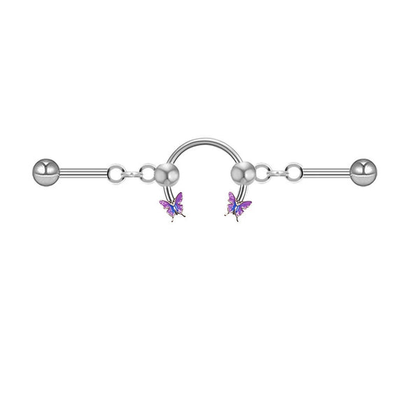 Heartshaped Butterfly Ear Bone Studs Ear Bridge Earrings Copper Titanium Steel Electroplating Jewelry