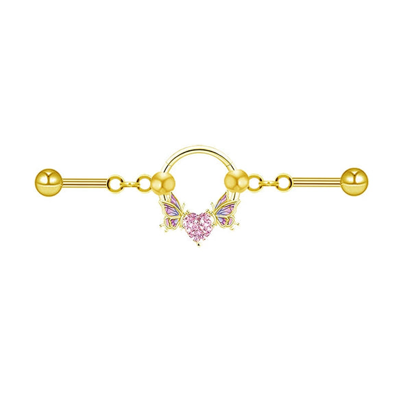 Heartshaped Butterfly Ear Bone Studs Ear Bridge Earrings Copper Titanium Steel Electroplating Jewelry