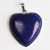 Heartshaped Copper Pendant With Silvertone Electroplated Edge And Turquoise Crystal Agate Semiprecious Stone Inlay