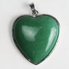 Heartshaped Copper Pendant With Silvertone Electroplated Edge And Turquoise Crystal Agate Semiprecious Stone Inlay
