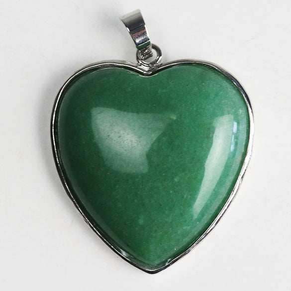 Heartshaped Copper Pendant With Silvertone Electroplated Edge And Turquoise Crystal Agate Semiprecious Stone Inlay