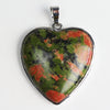 Heartshaped Copper Pendant With Silvertone Electroplated Edge And Turquoise Crystal Agate Semiprecious Stone Inlay