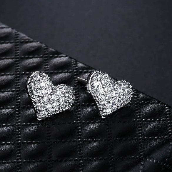 Heartshaped Earrings S925 Sterling Silver Earrings Aaa Grade Zircon Micro Inlay Female Earrings Fashion Accessories  Sales