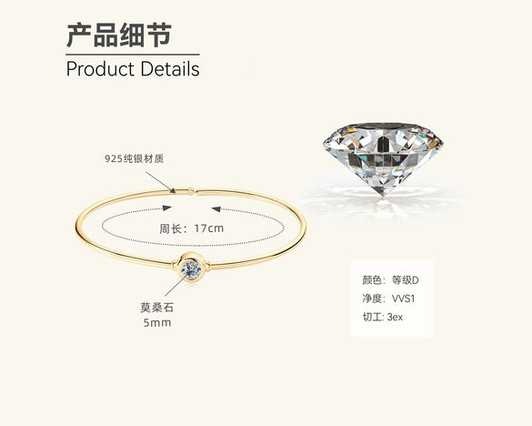Heartshaped Moissanite Sterling Silver Electroplated Women's Bracelet