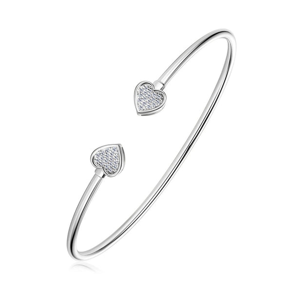Heartshaped Moissanite Sterling Silver Electroplated Women's Bracelet