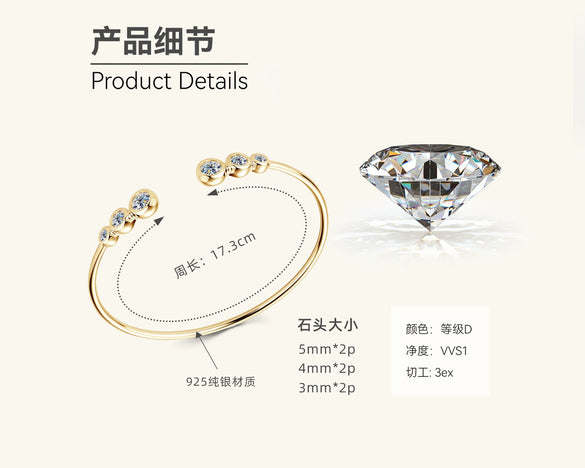Heartshaped Moissanite Sterling Silver Electroplated Women's Bracelet