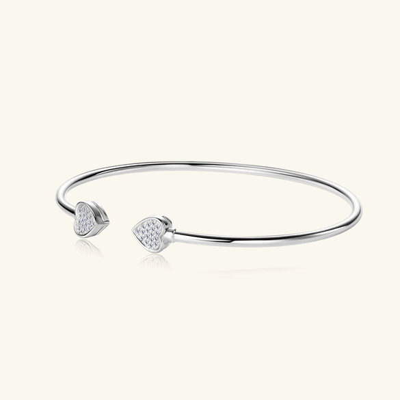 Heartshaped Moissanite Sterling Silver Electroplated Women's Bracelet