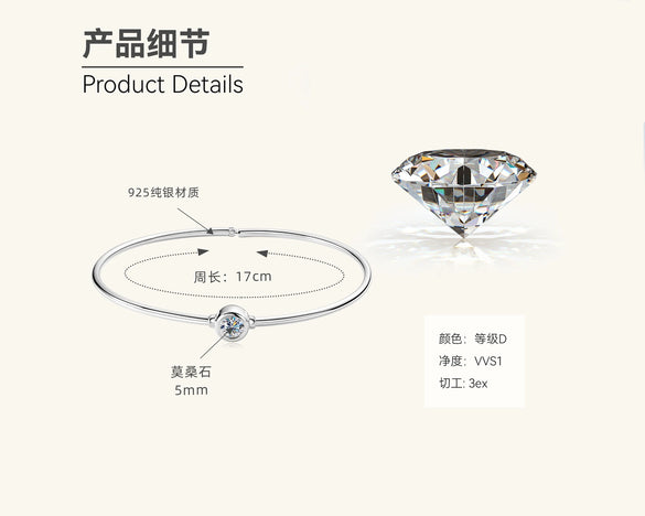 Heartshaped Moissanite Sterling Silver Electroplated Women's Bracelet