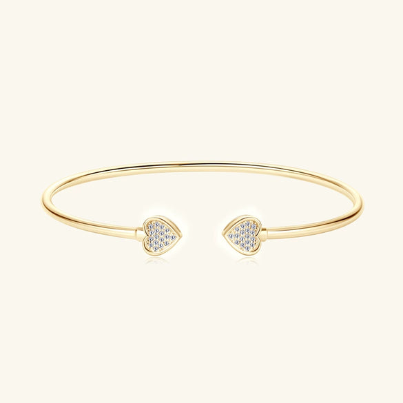 Heartshaped Moissanite Sterling Silver Electroplated Women's Bracelet
