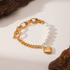 Heartshaped Pendant Titanium Steel And Stainless Steel Bracelet With Imitation Pearl Electroplated For Women