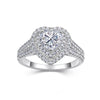 Heartshaped Simulated Diamond Moissanite Inlay 925 Sterling Silver Women's Ring Classic Fashion Light Luxury Highend