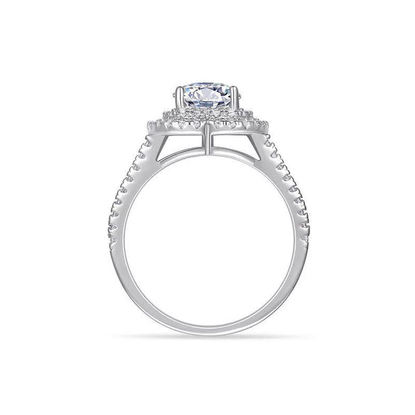 Heartshaped Simulated Diamond Moissanite Inlay 925 Sterling Silver Women's Ring Classic Fashion Light Luxury Highend