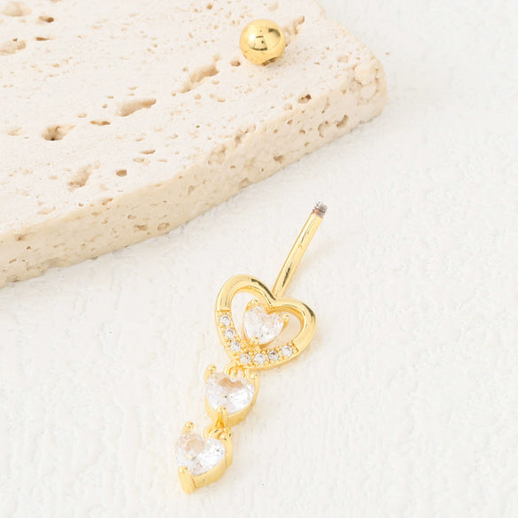 Heartshaped Stainless Steel Electroplated Navel Ring For Women