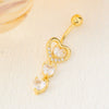 Heartshaped Stainless Steel Electroplated Navel Ring For Women