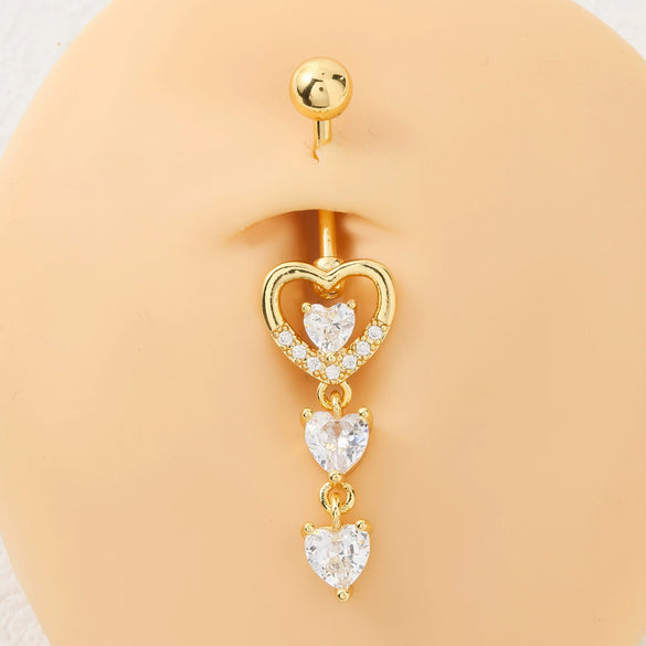 Heartshaped Stainless Steel Electroplated Navel Ring For Women
