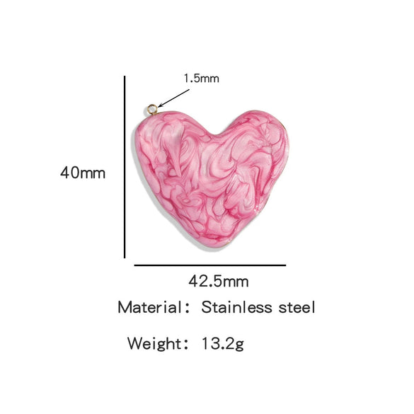 Heartshaped Stainless Steel Pendant With Dripping Oil Pattern For Jewelry Making