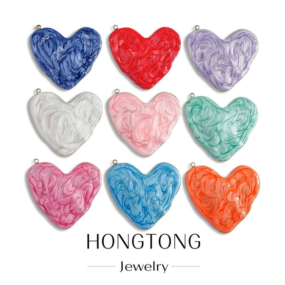Heartshaped Stainless Steel Pendant With Dripping Oil Pattern For Jewelry Making