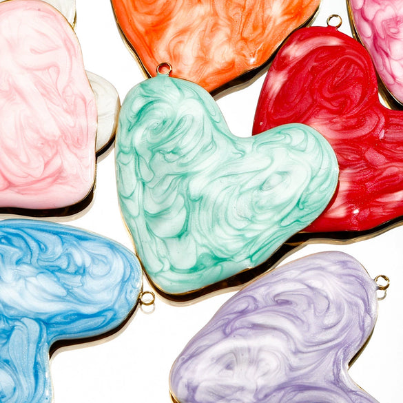 Heartshaped Stainless Steel Pendant With Dripping Oil Pattern For Jewelry Making