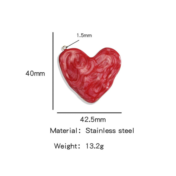Heartshaped Stainless Steel Pendant With Dripping Oil Pattern For Jewelry Making