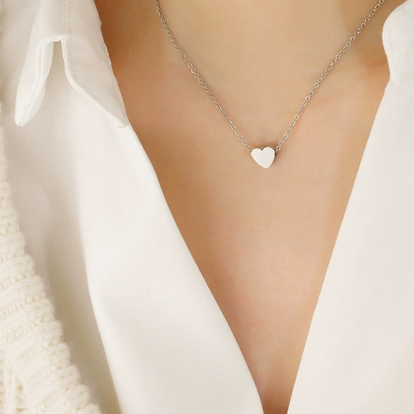 Heartshaped Titanium Steel Necklace Electroplated For Girls And Unisex Style