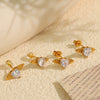 Heartshaped Zircon Angel Wings 316L Stainless Steel Plated Jewelry Set For Women