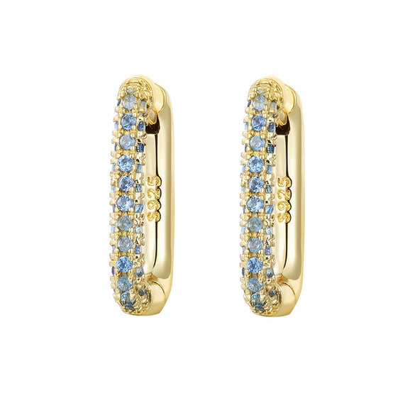 Heavy Industry Micropaved Zircon Earrings Copper Plated With Real Gold Geometric Light Luxury Style For Women Seiko