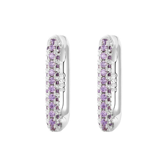 Heavy Industry Micropaved Zircon Earrings Copper Plated With Real Gold Geometric Light Luxury Style For Women Seiko