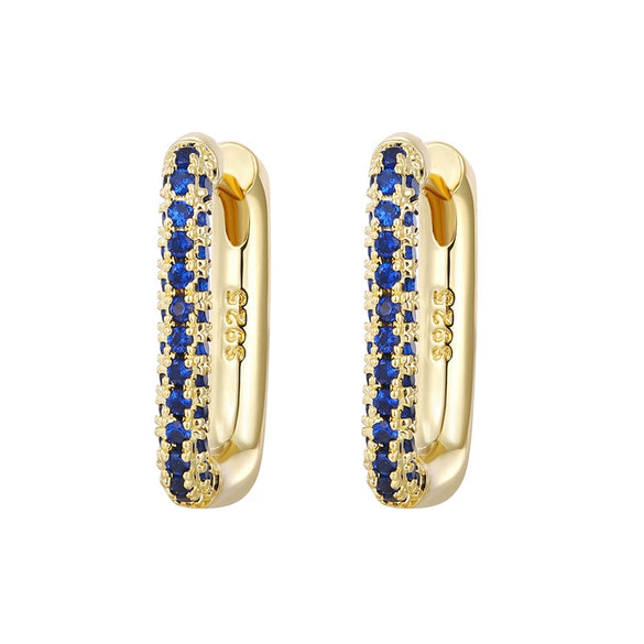 Heavy Industry Micropaved Zircon Earrings Copper Plated With Real Gold Geometric Light Luxury Style For Women Seiko