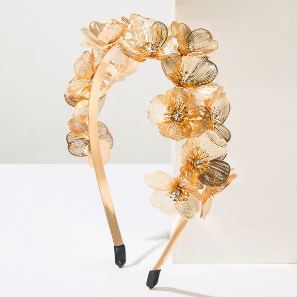 Heavyduty Floral Metal Headband Electroplated Hair Accessories For Women