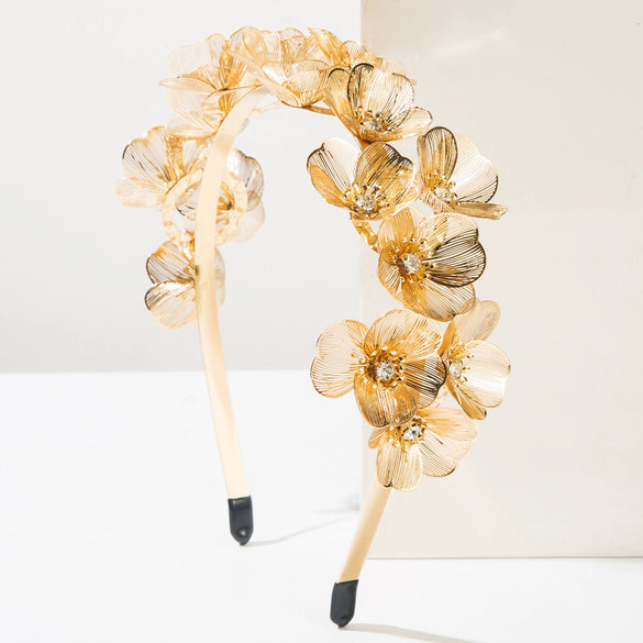 Heavyduty Floral Metal Headband Electroplated Hair Accessories For Women