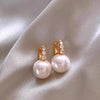 Hemp Gray Pink Pearl Women's Light Luxury Niche Highend Geometric Alloy Earrings With Electroplating