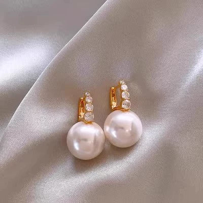 Hemp Gray Pink Pearl Women's Light Luxury Niche Highend Geometric Alloy Earrings With Electroplating