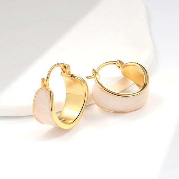 Herbal Style Geometric Copper 18K Gold Plated Drop Glaze Earrings For Women