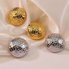 High End Ins Thick Metallic Stainless Steel Round Earrings With Hammer Texture And Geometric Pattern For Women Polished